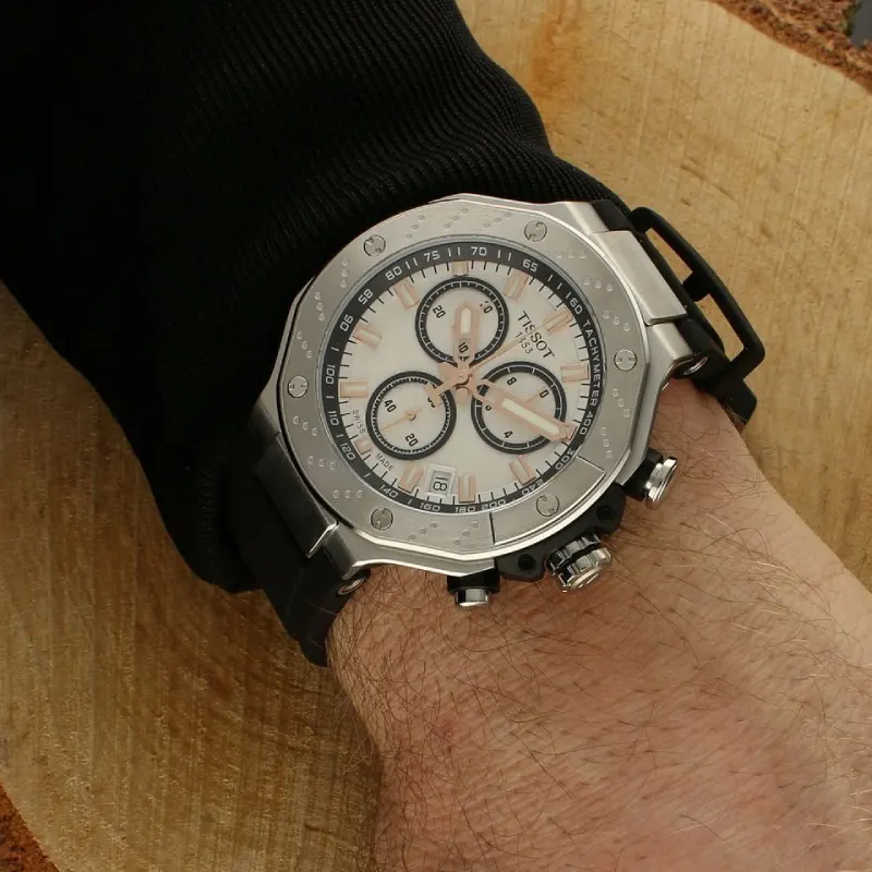 Tissot T-Race Swiss White Chronograph Dial Sporty Men’s Watch- T141.417.17.011.00